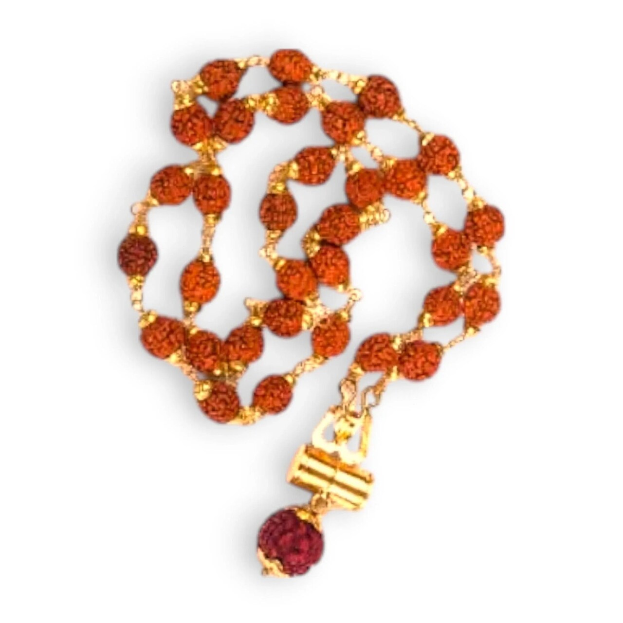 Certified Rudraksha Mala 5 Face (panchmukhi) Authentic Genuine Rudraksh Beads Rosary Japa Mala Bead Necklace Puja Prayer Meditation Beads Gold/silver Plated Mala for Men Women (1 Pcs)